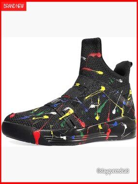 High Top Athletic Sneakers Mesh Breathable Slip-On Basketball Shoes